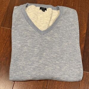 J Crew NWOT marled cotton v neck sweater in a soft shade of light blue